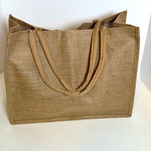 NWOT Jute Multi-purpose Natural Tan Tote Bag with Inside Zipper Pocket